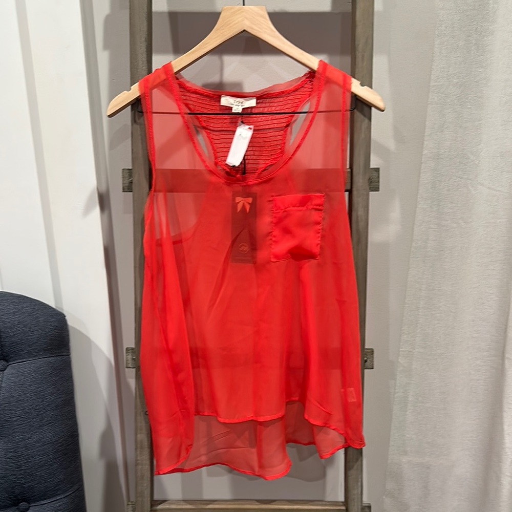 Iris Vibrant Red Sheer Top